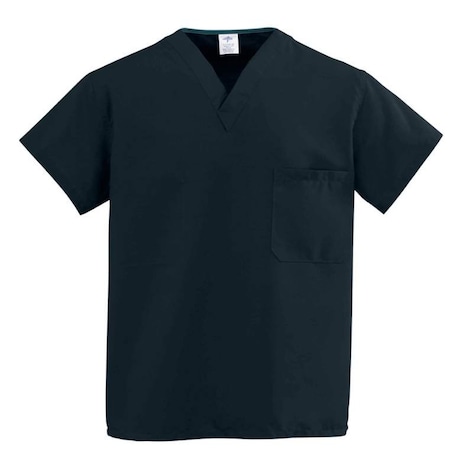 Medline ComfortEase Unisex Reversible V-Neck Scrub Top with Two Pockets, Large, Black 910DKWL-CM